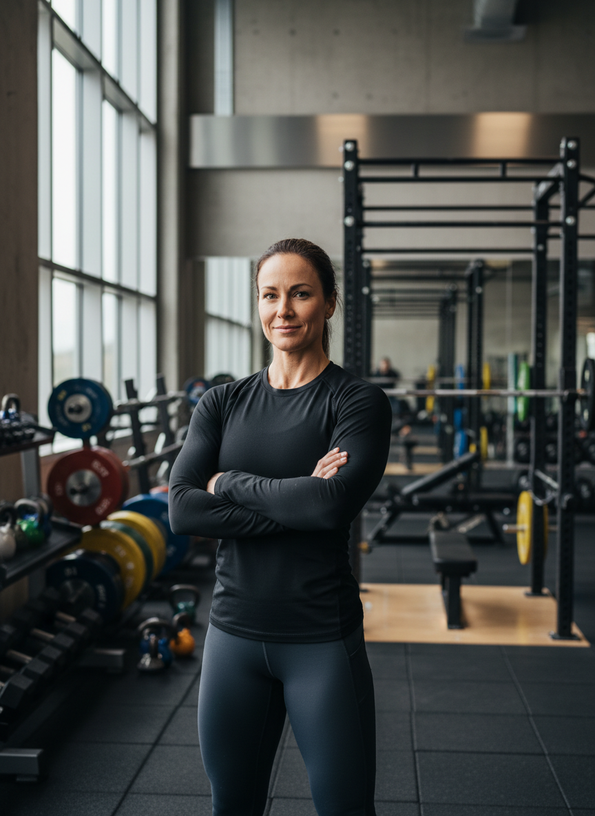 Confident athlete and coach in a training environment